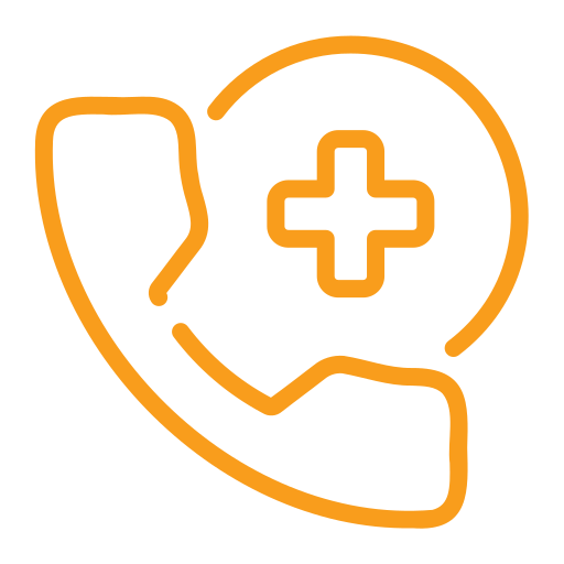 Emergency locksmith service icon with phone and medical cross.