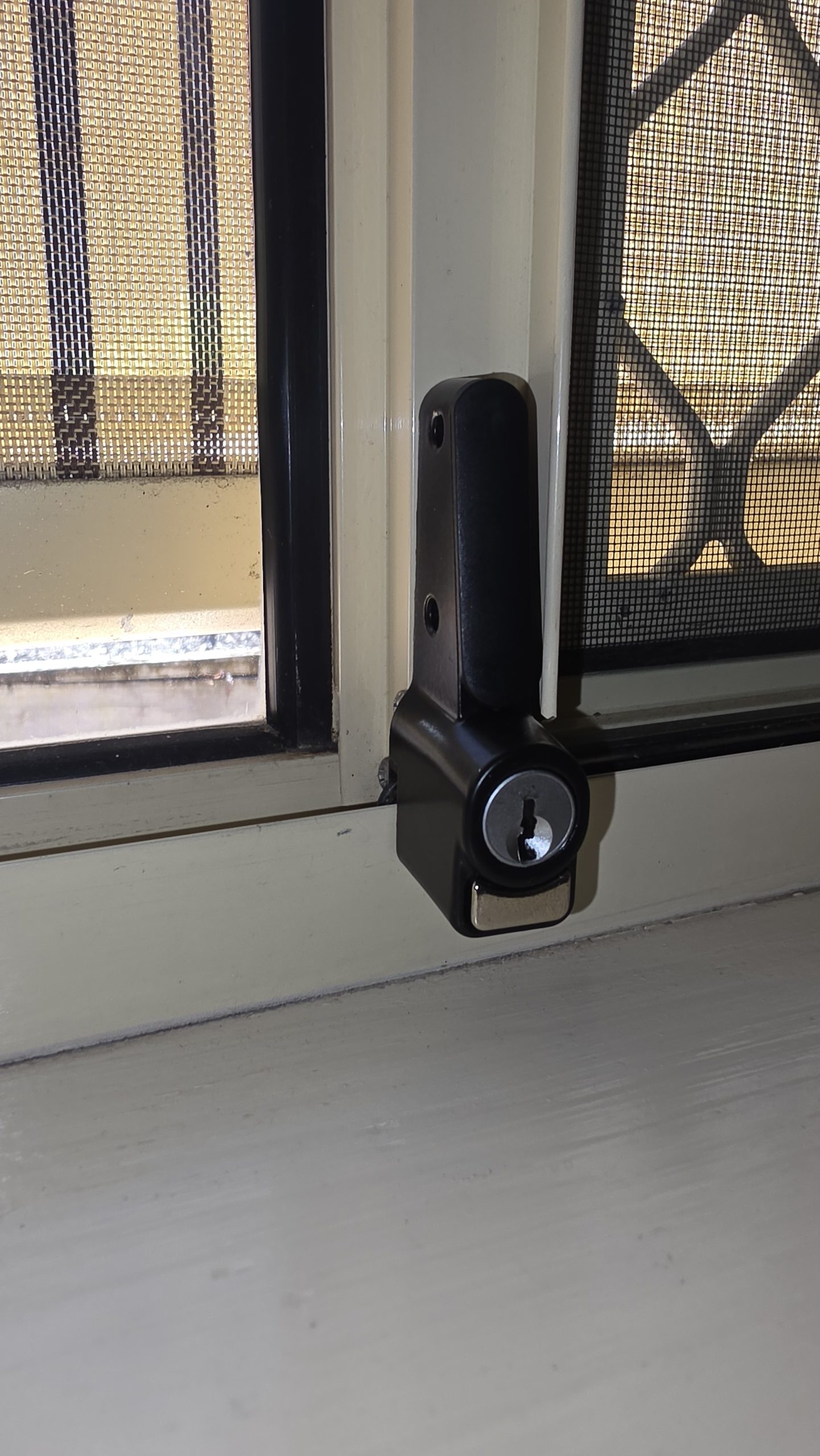 Key-operated window lock installed by Lockwise Locksmiths during a 17-window security upgrade in Parkinson